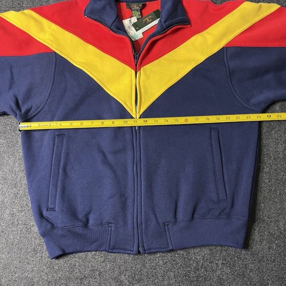 VTG 90s Charter Club Colorblock Zip Sweatshirt Jacket Mens Sm Blue Red Yellow - Picture 4 of 9